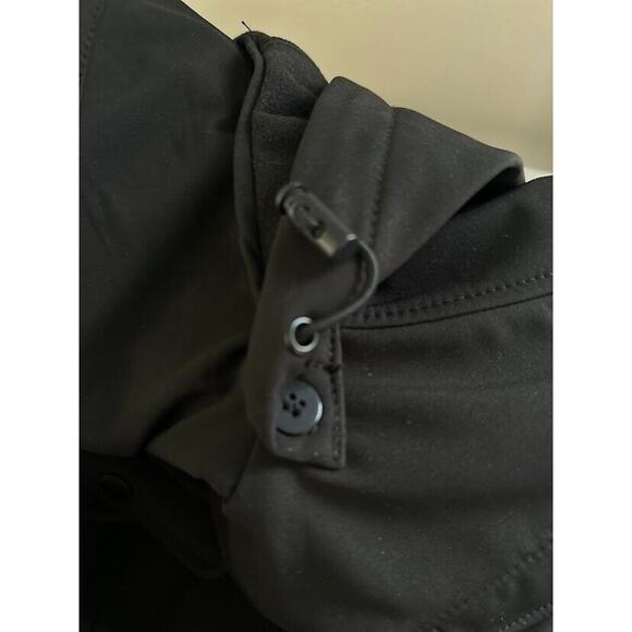 London Fog Womens Black Detachable Hooded Coat Belted Full Zip Stretch Large - Picture 3 of 8